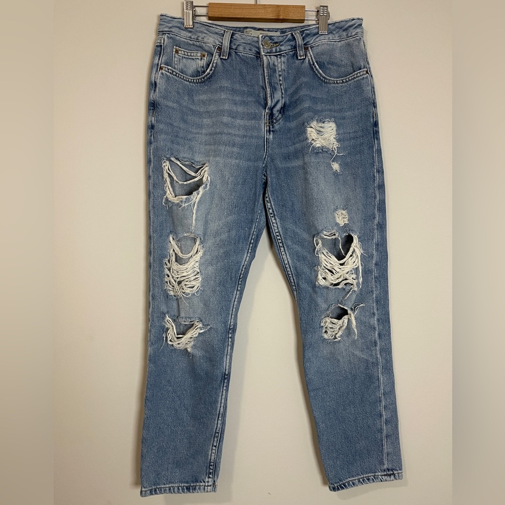 TopShop Womens Jeans Size 26 Moto Hayden Straight Leg Distressed Denim Bottoms